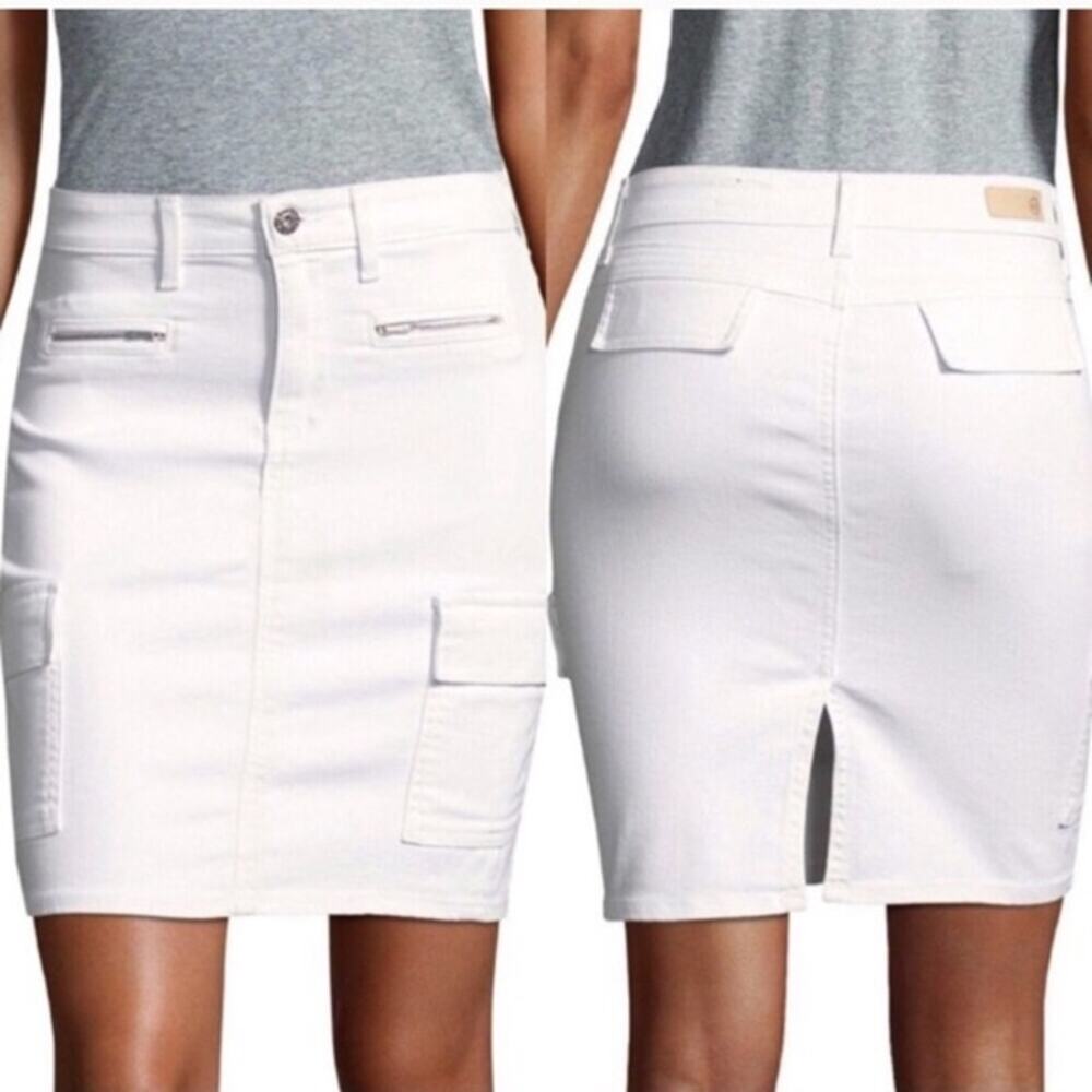 AG Adriano Goldschmied White Cotton Blend Tyler Cargo Pencil Skirt Size 32 XL